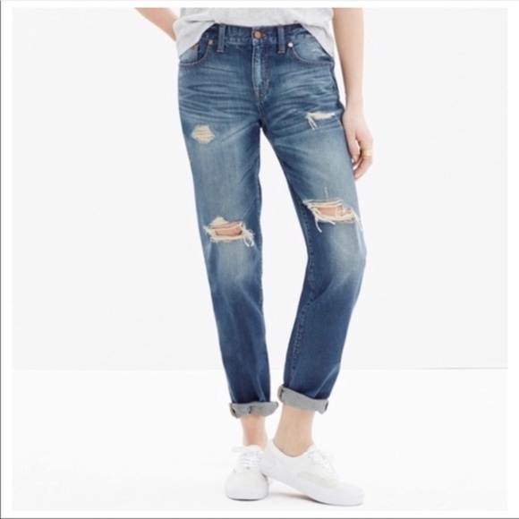 MADEWELL Boyfriend Jeans Distressed Destructed II8 - Picture 1 of 5